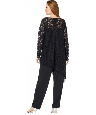 Women's Plus Size Lace Asymmetric Tunic & Pant Set Black $58.86 Suits