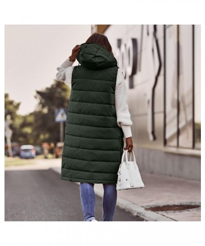 Long Winter Jackets for Women Women's Long Quilted Vest Hooded Sleeveless Zip Up Puffer Vest Padded Jacket Winter Coat 01--gr...