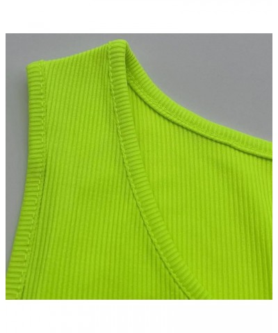 Bodycon Dresses for Women Sexy Tank Top Mini Sleeveless Summer V Neck Ribbed Party Club Night Short Dress Fluorescent Green $...