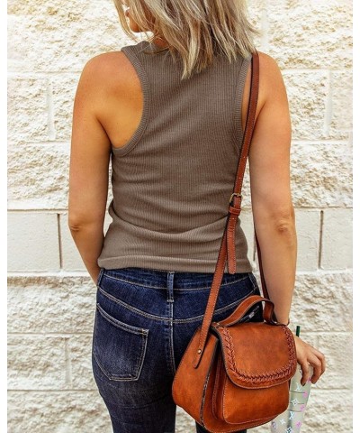 Womens V Neck Tank Tops Summer Ribbed Sleeveless Henley Shirts Casual Loose Button Up Cami Knit Tees Z2 Brown $10.80 Tanks