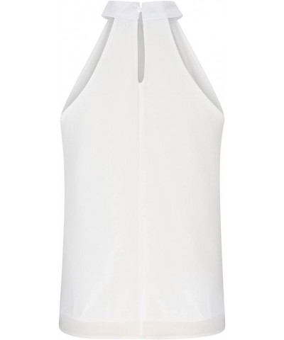 Womens Summer Halter Neck Tank Tops 2023 Casual Trendy Sleeveless T Shirts Sexy Plain Tees Cut Out Tunic Dressy Blouses White...