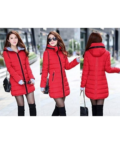 Women's Warm Thickened Long Down Coat with Hoodie 5 Color Yellow $27.95 Jackets