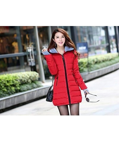 Women's Warm Thickened Long Down Coat with Hoodie 5 Color Yellow $27.95 Jackets