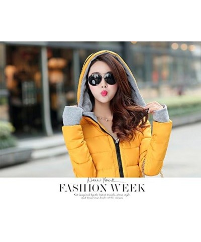 Women's Warm Thickened Long Down Coat with Hoodie 5 Color Yellow $27.95 Jackets