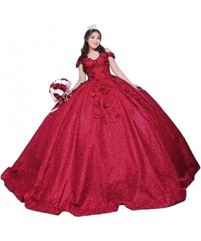 Lace Appliques Prom Homecoming Dress Off Shoulder Long Quinceanera Sweet 15 16 Party Dress Style2-wine Red $44.10 Dresses