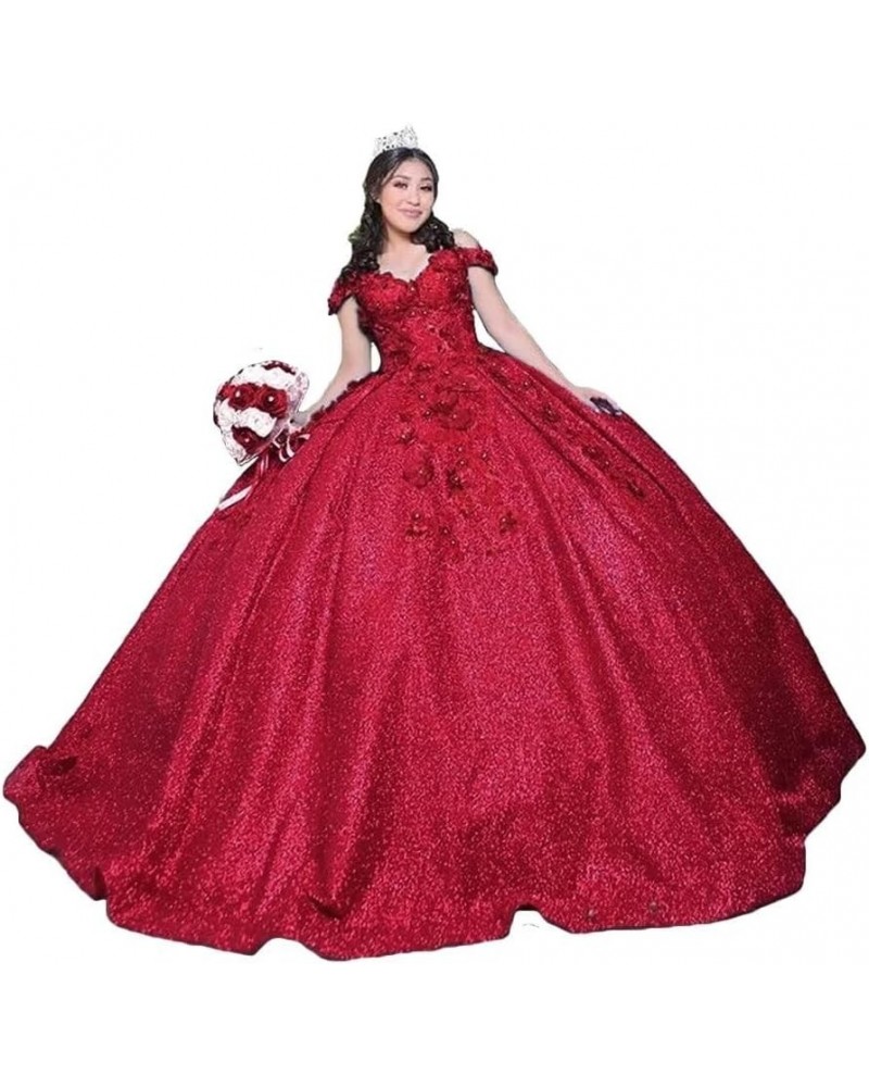 Lace Appliques Prom Homecoming Dress Off Shoulder Long Quinceanera Sweet 15 16 Party Dress Style2-wine Red $44.10 Dresses