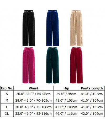 Velvet Pants for Women High Waist Loose Wide Leg Pants Casual Office Velour Long Trousers with Pockets Red $14.78 Pants