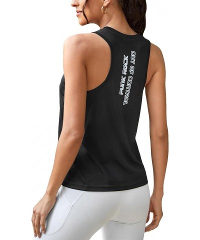 Women's Workout Yoga Tops Sheer Mesh Gym Exercise Shirts Flowy Tank Top Black and White $11.88 Activewear