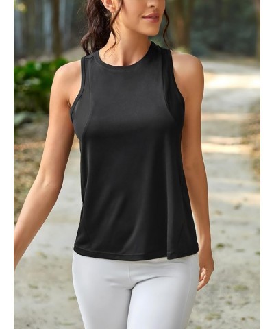 Women's Workout Yoga Tops Sheer Mesh Gym Exercise Shirts Flowy Tank Top Black and White $11.88 Activewear