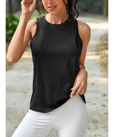 Women's Workout Yoga Tops Sheer Mesh Gym Exercise Shirts Flowy Tank Top Black and White $11.88 Activewear