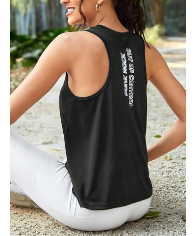 Women's Workout Yoga Tops Sheer Mesh Gym Exercise Shirts Flowy Tank Top Black and White $11.88 Activewear