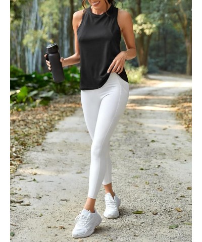 Women's Workout Yoga Tops Sheer Mesh Gym Exercise Shirts Flowy Tank Top Black and White $11.88 Activewear