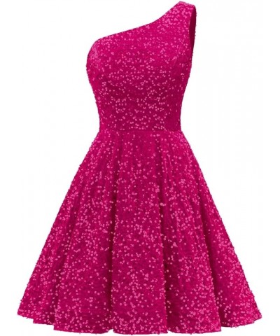 One Shoulder Sequin Homecoming Dresses for Teens Short Prom Dress 2024 Sparkly A-line Formal Dress with Pockets Hot Pink $25....