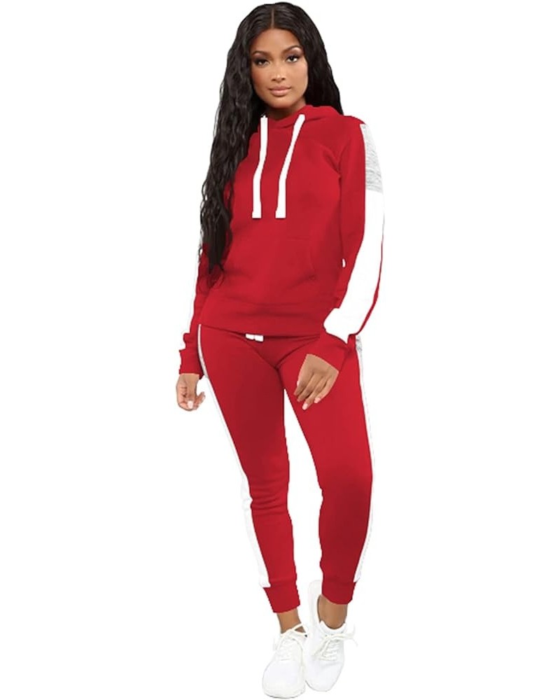 Womens Two Piece Outfits Casual Sweatsuits Solid Tracksuit Jogging Sweat Suits Matching Jogger Hoodie Pants Set Red 395 $21.3...