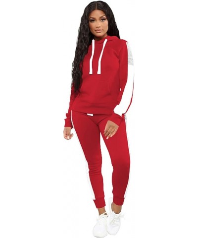 Womens Two Piece Outfits Casual Sweatsuits Solid Tracksuit Jogging Sweat Suits Matching Jogger Hoodie Pants Set Red 395 $21.3...