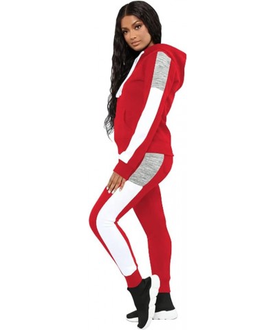 Womens Two Piece Outfits Casual Sweatsuits Solid Tracksuit Jogging Sweat Suits Matching Jogger Hoodie Pants Set Red 395 $21.3...