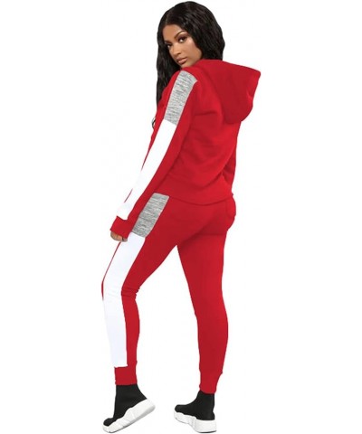 Womens Two Piece Outfits Casual Sweatsuits Solid Tracksuit Jogging Sweat Suits Matching Jogger Hoodie Pants Set Red 395 $21.3...