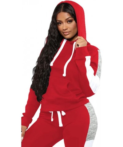 Womens Two Piece Outfits Casual Sweatsuits Solid Tracksuit Jogging Sweat Suits Matching Jogger Hoodie Pants Set Red 395 $21.3...