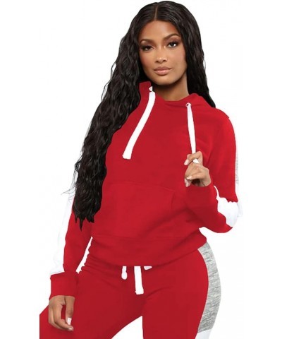 Womens Two Piece Outfits Casual Sweatsuits Solid Tracksuit Jogging Sweat Suits Matching Jogger Hoodie Pants Set Red 395 $21.3...