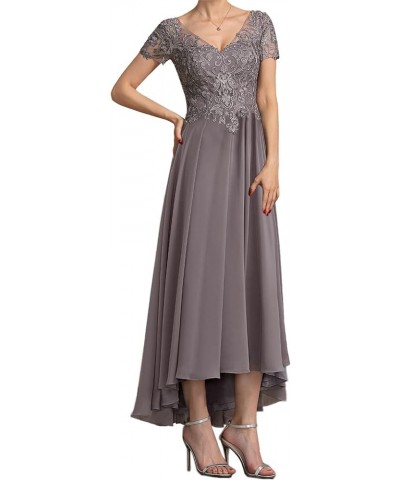 Mother of The Bride Dresses Chiffon Formal Evening Dress Tea Length Wedding Guest Dresses for Women Lace Dusty Blue $38.78 Dr...