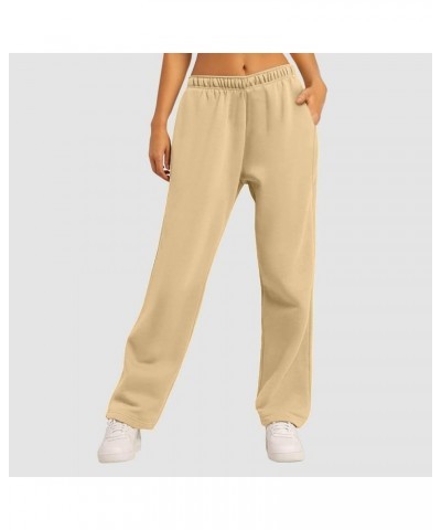 Bottom Sweatpants Pockets High Waist Sporty Gym Athletic Fit Jogger Pants L-ounge Trousers Khaki-c $11.19 Activewear