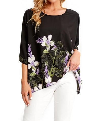 Women Chiffon Blouse Floral Batwing Sleeve Beach Cover Loose Tunic Shirt Tops Color9 $9.24 Blouses