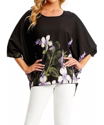 Women Chiffon Blouse Floral Batwing Sleeve Beach Cover Loose Tunic Shirt Tops Color9 $9.24 Blouses