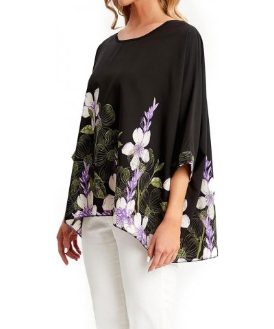 Women Chiffon Blouse Floral Batwing Sleeve Beach Cover Loose Tunic Shirt Tops Color9 $9.24 Blouses