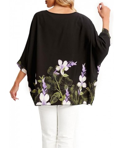 Women Chiffon Blouse Floral Batwing Sleeve Beach Cover Loose Tunic Shirt Tops Color9 $9.24 Blouses