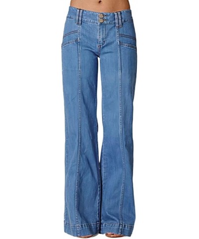 Jeans for Women Seam Front Low Rise Flare Jeans 2023 Trendy Mid Blue $28.61 Jeans