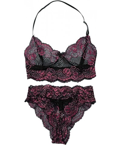 Halter Lace Women's Lingerie, Sleep & Lounge Matching Bra and Panty Set Slutty 3 Piece Bodysuit Lingerie Set Clubwear Xj1-hot...
