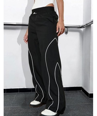 Cargo Pants Women Parachute Pants Y2K Baggy Casual High Waist Wide Leg Track Pants Streetwear Black $9.75 Pants