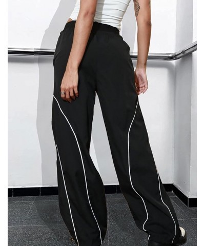 Cargo Pants Women Parachute Pants Y2K Baggy Casual High Waist Wide Leg Track Pants Streetwear Black $9.75 Pants