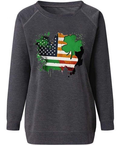 Womens St Patricks Day Shirts Long Sleeve Tops T-Shirt Saint Patricks Day Fashion Printed Sweatshirt Blouse Tops A017-gray $9...