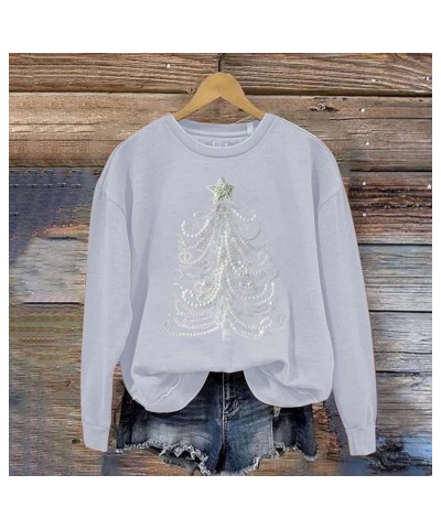 Sweatshirts for Women Oversized Fleece Christmas Pattern Long Sleeve Crewneck Pullover Tops Winter Shirts Eegrey $5.59 Shirts