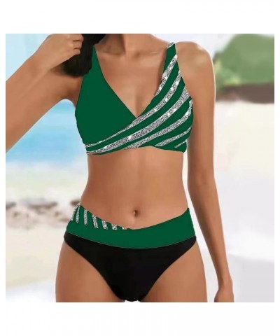 Women's Two Piece Bikini Sets Swimsuit High Waisted V Neck Criss Cross Push Up Bikini Sets for Women Sporty Swimsuits 07-ag $...