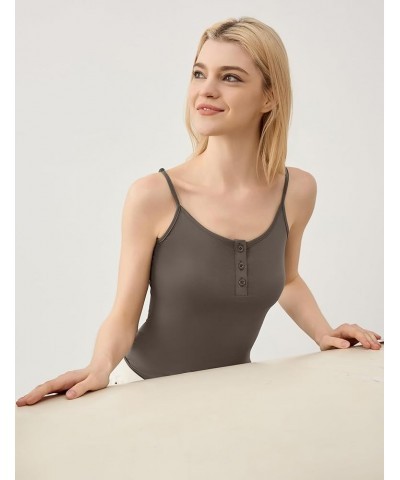 Women's Summer Scoop Neck Cami Tank Top Spaghetti Strap Casual Slim Fit Camisole Gray Khaki $11.99 Tanks