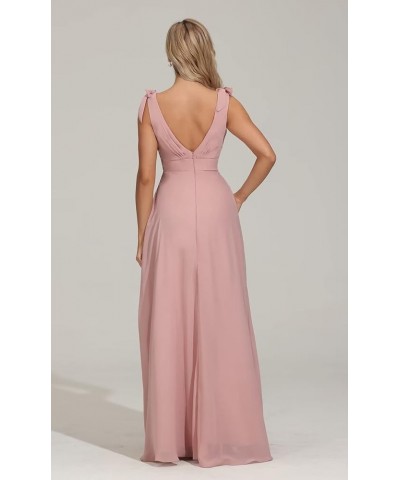 V Neck Bridesmaid Dresses for Women Chiffon with Belt Pleated Wedding Guest Dresses Formal Evening Dress,R127 Pink $26.40 Dre...