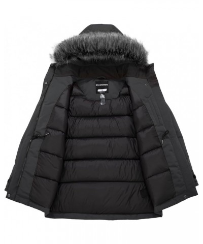 Women's Warm Winter Coat Thicken Padded Puffer Jacket Snow Parka with Removable Hood Dark Grey $27.71 Jackets