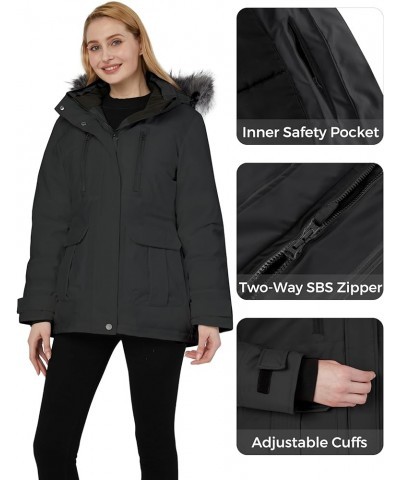 Women's Warm Winter Coat Thicken Padded Puffer Jacket Snow Parka with Removable Hood Dark Grey $27.71 Jackets