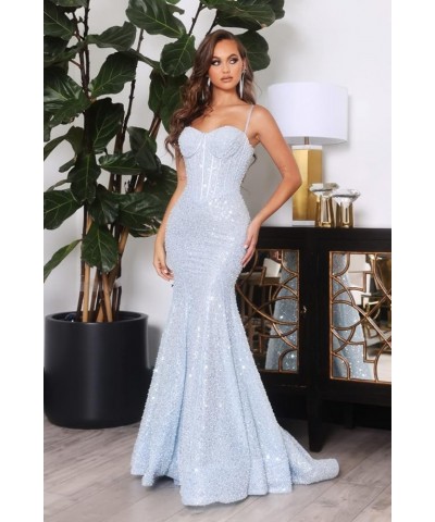 Sequin Mermaid Prom Dresses for Women 2024 Spaghetti Straps Sparkly Evening Formal Gown Gold $33.14 Dresses