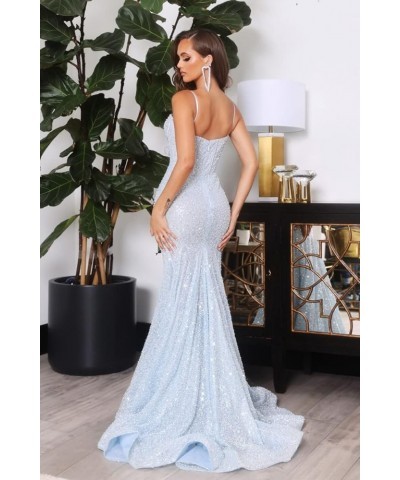 Sequin Mermaid Prom Dresses for Women 2024 Spaghetti Straps Sparkly Evening Formal Gown Gold $33.14 Dresses