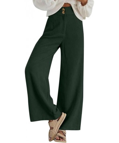 Corduroy Pants Women,Womens Corduroy Pants Vintage High Waisted Straight Leg Pants Loose Comfy Trousers with Pockets Z91-gree...