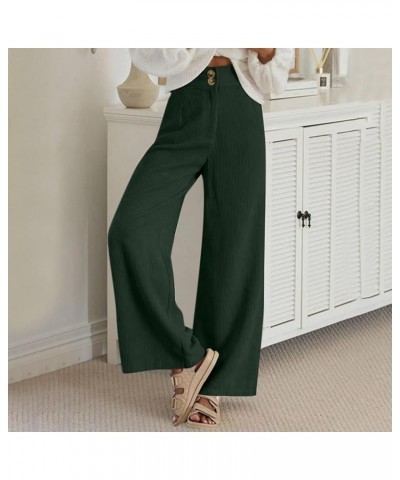 Corduroy Pants Women,Womens Corduroy Pants Vintage High Waisted Straight Leg Pants Loose Comfy Trousers with Pockets Z91-gree...