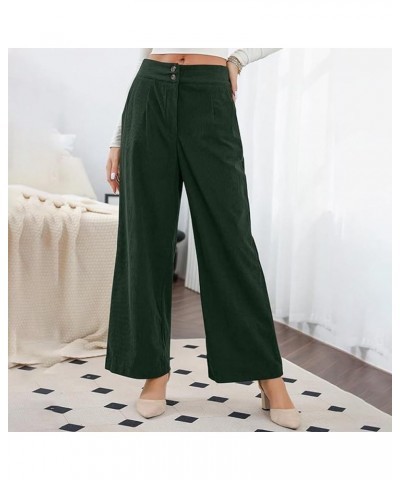 Corduroy Pants Women,Womens Corduroy Pants Vintage High Waisted Straight Leg Pants Loose Comfy Trousers with Pockets Z91-gree...