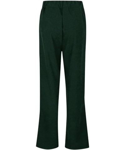 Corduroy Pants Women,Womens Corduroy Pants Vintage High Waisted Straight Leg Pants Loose Comfy Trousers with Pockets Z91-gree...