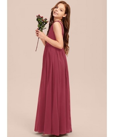 A-line One Shoulder Floor-Length Chiffon Junior Bridesmaid Dress for Wedding Teen Girls Party Gowns Cinnamon Rose $30.00 Dresses