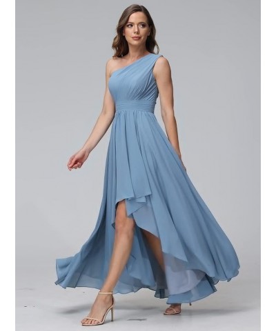 Women's One Shoulder Bridesmaid Dresses High Low Chiffon Formal Party Gowns with Pockets SE051 Sage Green $31.61 Dresses