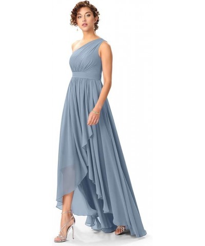 Women's One Shoulder Bridesmaid Dresses High Low Chiffon Formal Party Gowns with Pockets SE051 Sage Green $31.61 Dresses