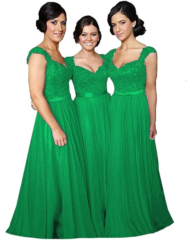 Navy Blue Bridesmaid Dresses for Women Long Chiffon A Line Appliques Lace Formal Dress Maxi Prom Gowns Green $33.60 Dresses